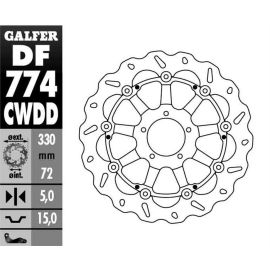 Disco de travão flutuante Galfer Wave CW DF774CWDD