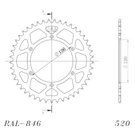 Coroa Supersprox RAL-846-BLK em alumínio na cor preto