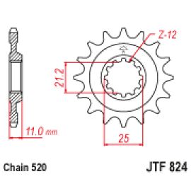 Rodas dentadas de borracha JT Sprockets de aço JTF824