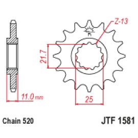 Rodas dentadas de borracha JT Sprockets de aço JTF1581